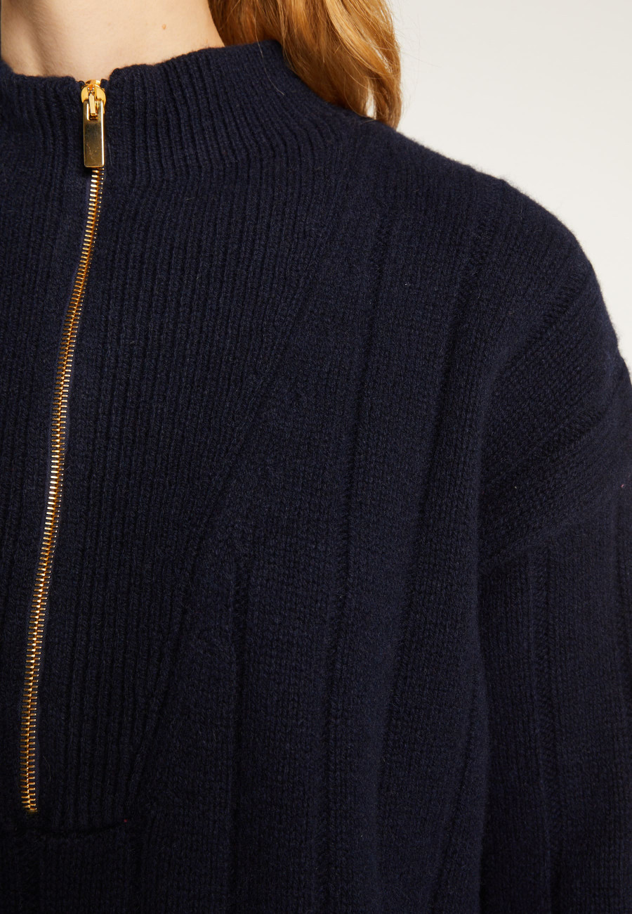 Pull col montant zippé en cachemire mélangé - Lodric