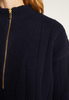 Pull col montant zippé en cachemire et laine recyclés - Lodric