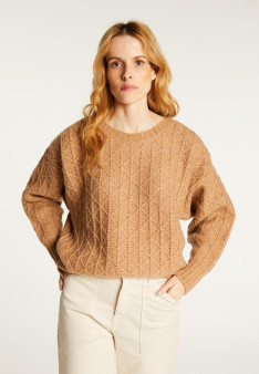 Pull ample maille fantaisie en laine cocon - Gassia