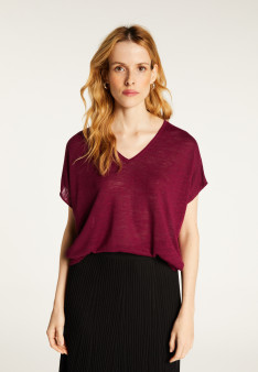 T-shirt col V en lin flammé - Larra