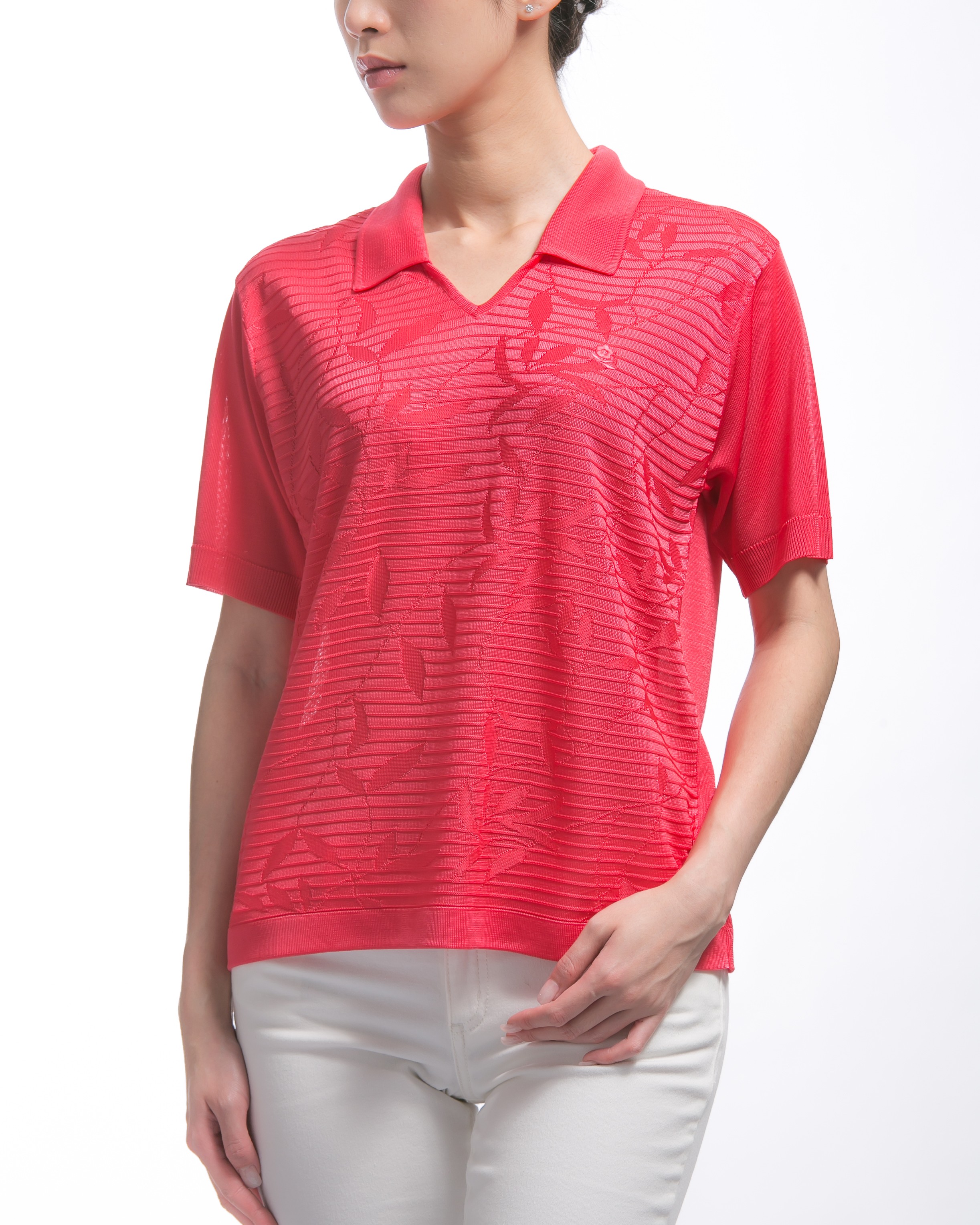 womens patterned polo shirts