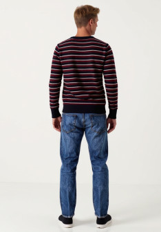 Round-neck striped merino wool sweater - Arno
