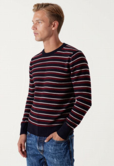Round-neck striped merino wool sweater - Arno