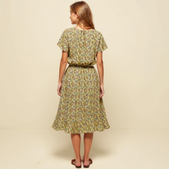 Robe longue à motifs en chaine et trame viscose - Sefiane