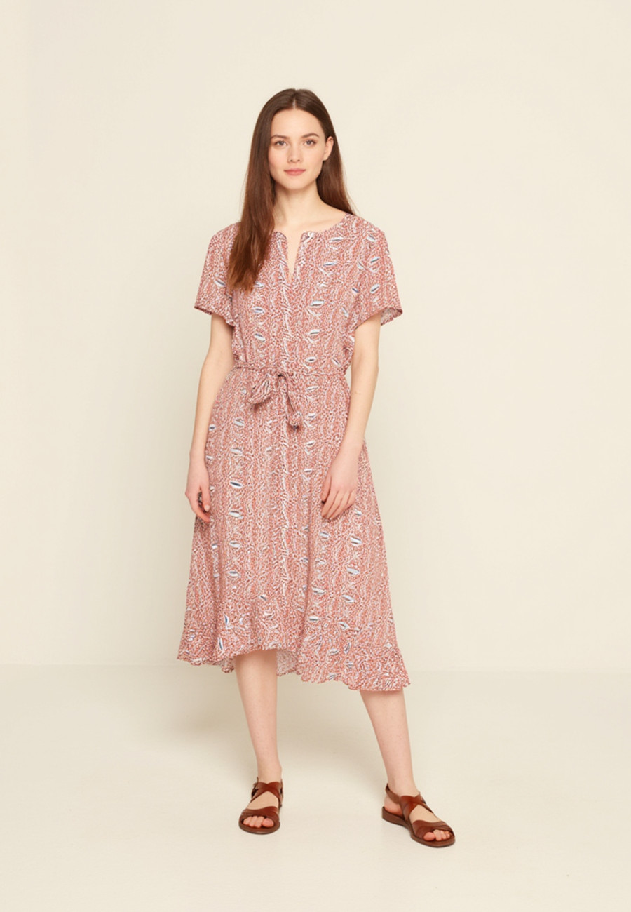 Robe longue à motifs en chaine et trame viscose - Sefiane