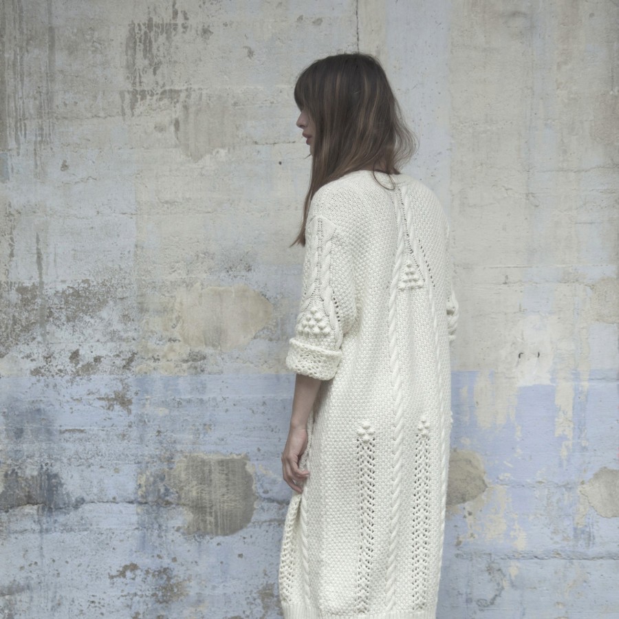 Woolen cable-knitted long coat Capsule Collection
