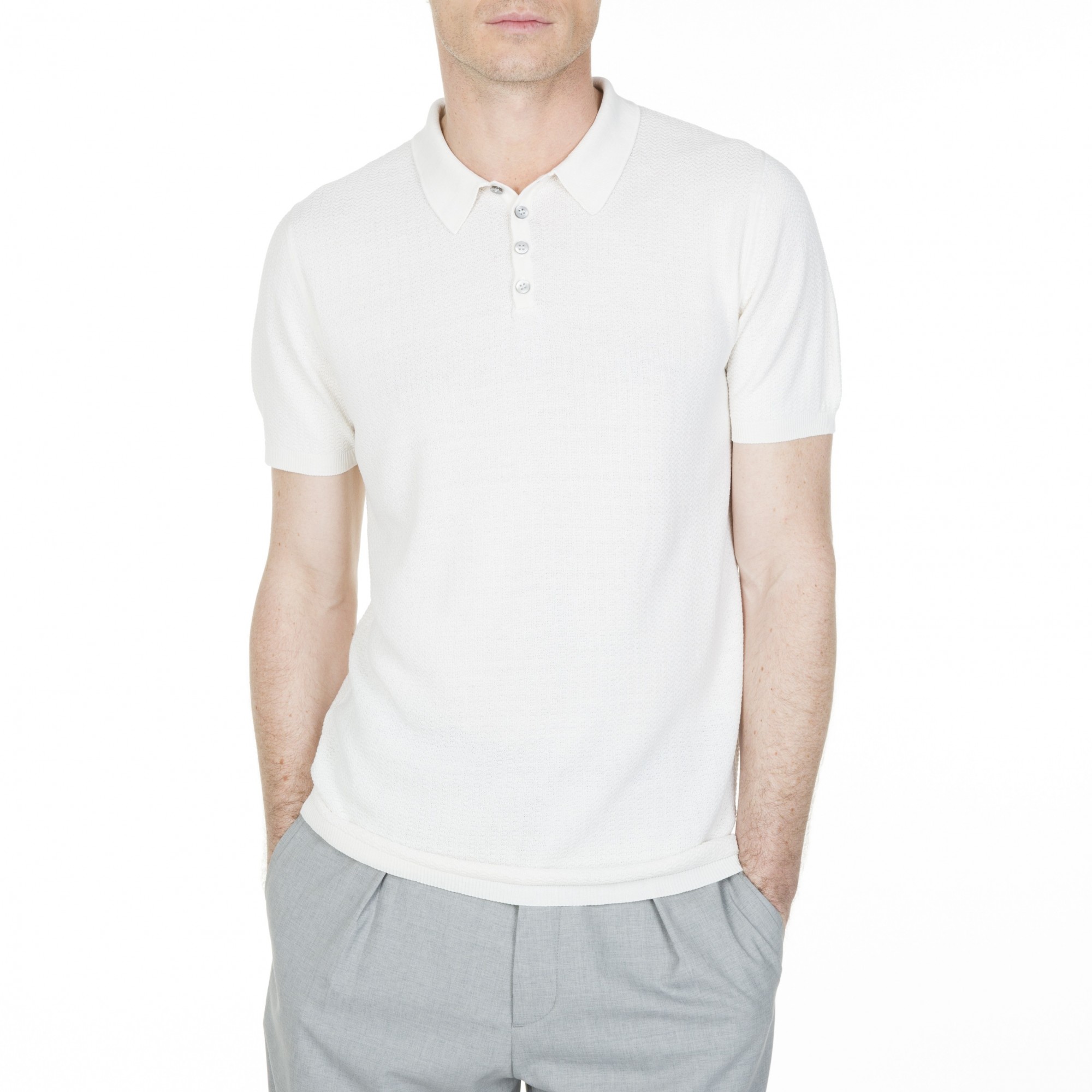 Polo short sleeves in silk and linen Léopold - Maison Montagut