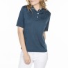 Polo motif géométrique en Fil Lumière Louise 919 cachemire- 05 bleu marine