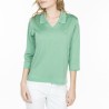 Tshirt col polo en Fil Lumière Lisa 7000 grass- 23 vert clair