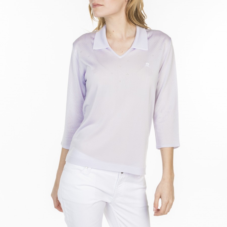 Tshirt col polo en Fil Lumière Lisa 7090 fluorite-16 violet clair