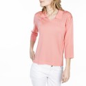 T-shirt col polo en Fil Lumière Lou 529 melba- 25 rose moyen