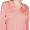 T-shirt col polo en Fil Lumière Lou 529 melba- 25 rose moyen
