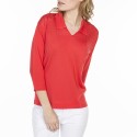 T-shirt col polo en Fil Lumière Lou 6081 berlingot- 19 rouge clair 