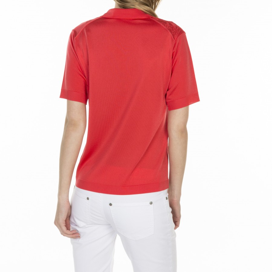 Tshirt col polo en Fil Lumière Lydie 6081 berlingot- 19 rouge clair