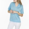 Tshirt col polo en Fil Lumière Lydie 7100 celestial- 04 bleu clair