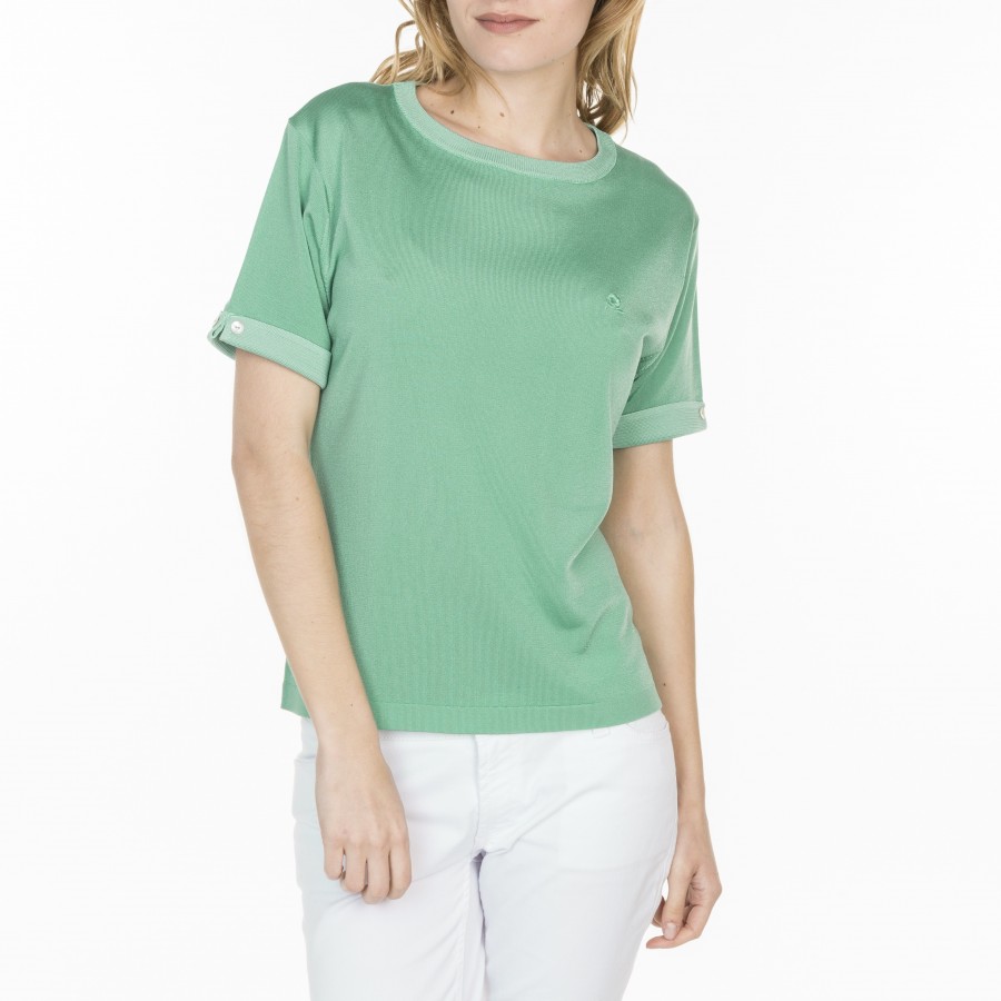 T-shirt uni manches fantaisie en Fil Lumière Laurie 7000 grass- 23 vert clair 