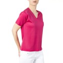 Tshirt col v manches courtes Fil Lumière Débora 0765 flamand - 25 rose moyen