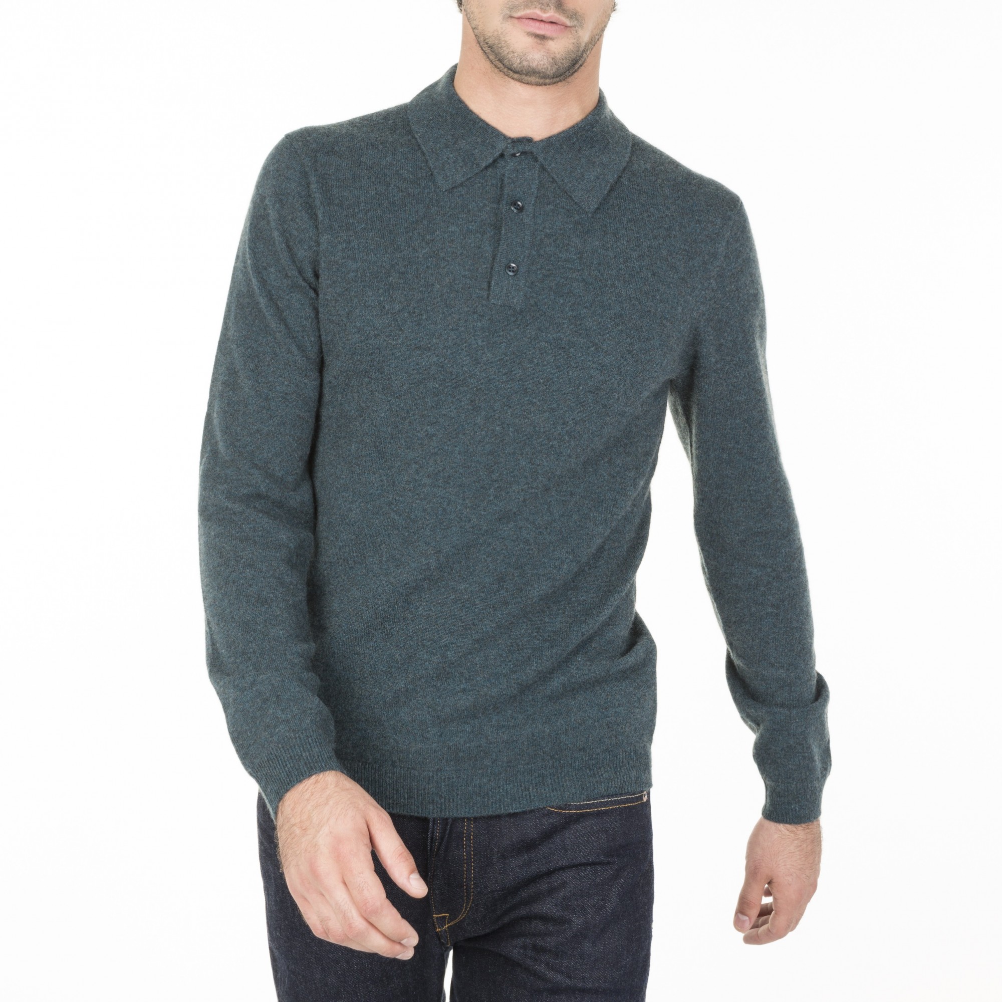 Man's polo collar pullover of quality made of cashmere | Montagut Paris ...