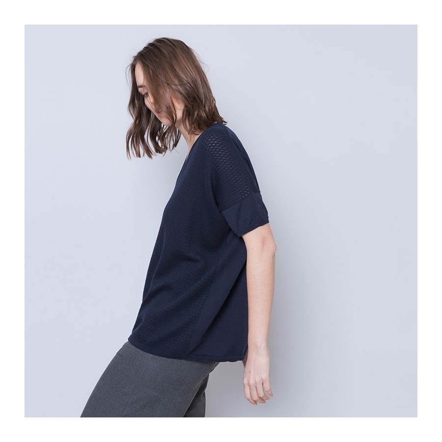 T-shirt col V en coton Alain