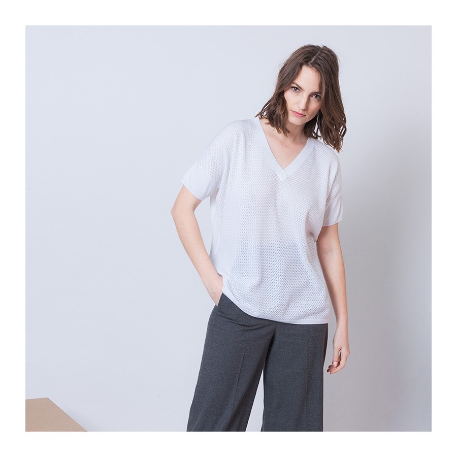 T-shirt col V en coton Alain