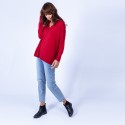 Pull col V boutonné en laine Gaëlle 6375 Laque - 52 Rouge
