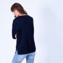 Pull col V boutonné en laine Gaëlle 6340 Marine - 05 Bleu marine