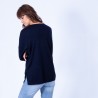 Pull col V boutonné en laine Gaëlle 6340 Marine - 05 Bleu marine