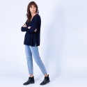Pull col V boutonné en laine Gaëlle 6340 Marine - 05 Bleu marine