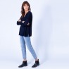 Pull col V boutonné en laine Gaëlle 6340 Marine - 05 Bleu marine