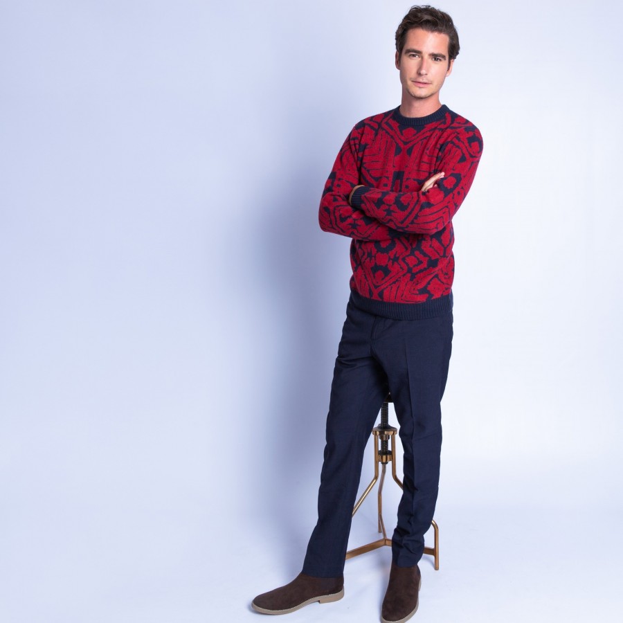 Pull fantaisie en cachemire Florent 6355 marine imperial - 05 bleu marine