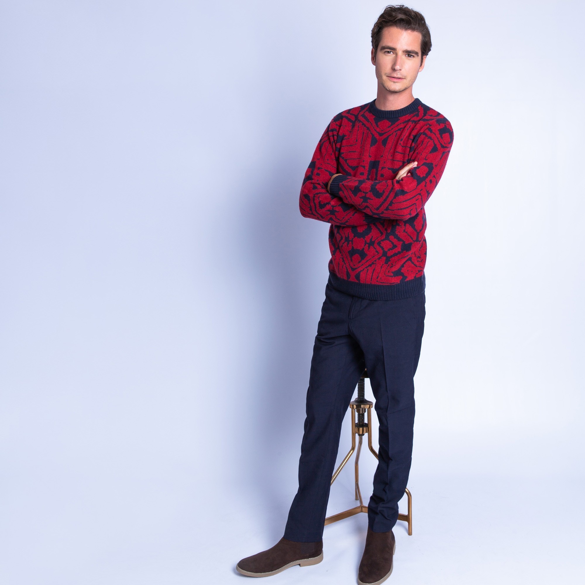 Cashmere jumper with graphic motif - Florent - Maison Montagut