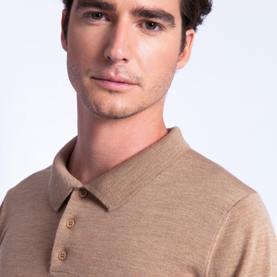 Pull col polo en laine mérinos - Eni