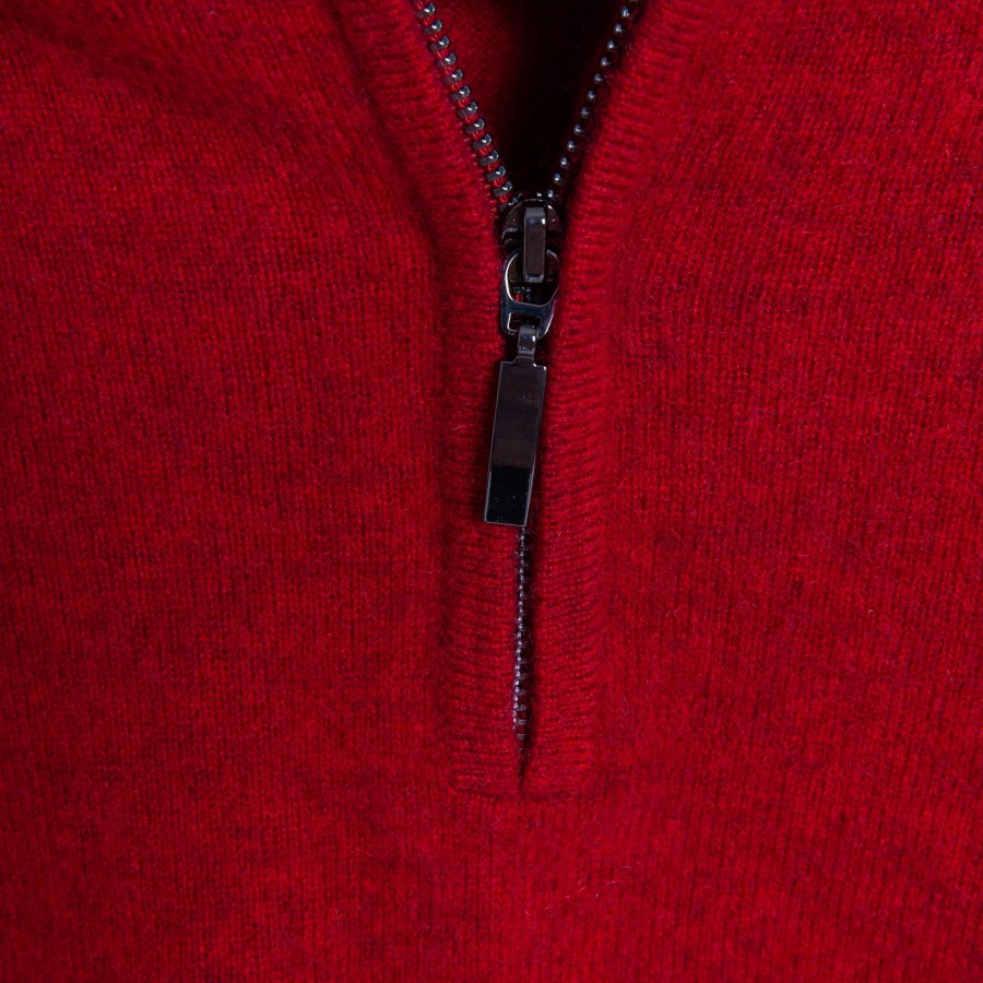 Pull col zippé en cachemire Filip 6343 imperial - 52 rouge