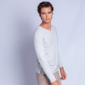 Pull col tunisien en cachemire - Henry 6366 plume - 81 gris pale