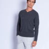 Pull col tunisien en cachemire - Henry 6397 rafale - 09 gris moyen