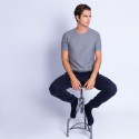 T-shirt col rond en coton cachemire - Hideo 6344 rafale - 09 gris moyen