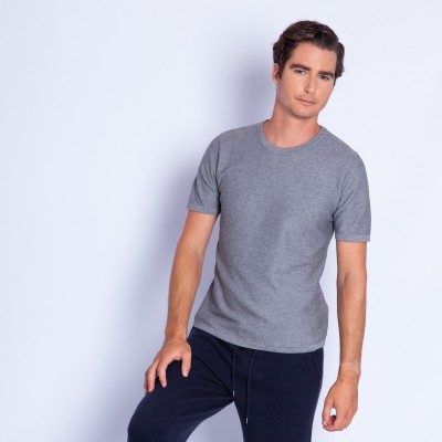 Cotton and cashmere round neck T-shirt - Hideo