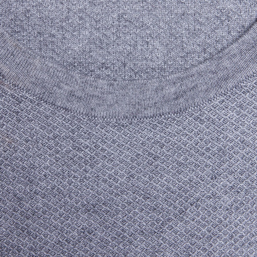 T-shirt col rond en coton cachemire - Hideo 6344 rafale - 09 gris moyen