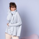 Plaid en cachemire - Halina 6366 plume- 11 gris clair