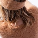 Bandeau en mohair ajouré - Evadée 6349 camel - 46 marron clair
