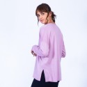 Pull col V boutonné en laine Gaëlle 6375 Laque - 52 Rouge