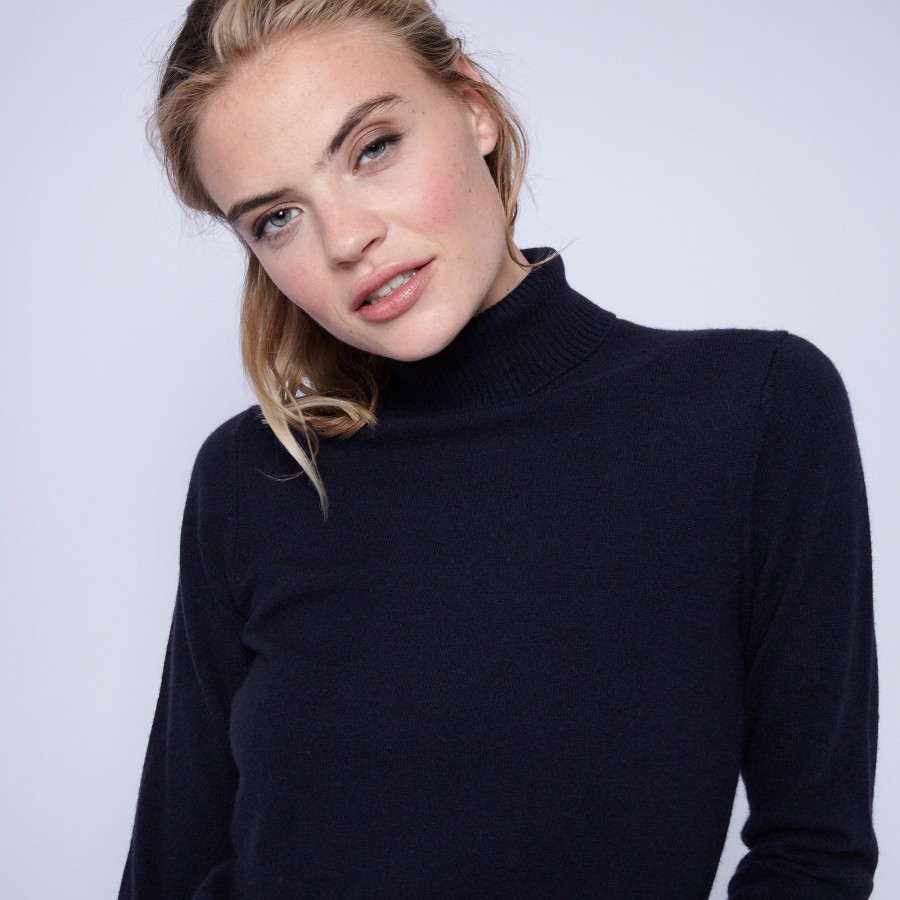 Pull col roulé en cachemire - Eglyn 6340 navy - 05 bleu marine Pull col roulé en cachemire - Eglyn 6340 navy - 05 bleu marine