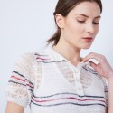 T-shirt à motif col polo - Jumelle 6564 blanc marine fushia - 02 blanc
