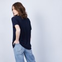 T-shirt en lin col V boutonné - Maati 6640 marine - 05 bleu marine