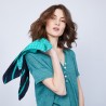 T-shirt en lin col V boutonné - Maati 6450 tropique - 21 vert foncé