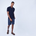 Polo à côtes 100% lin - Lido 6440 marine - 05 Bleu marine