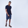 Polo à côtes 100% lin - Lido 6440 marine - 05 Bleu marine