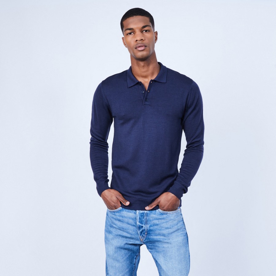 Pull col polo en laine mérinos - Lino Pull col polo en laine mérinos - Lino