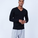 Pull col V en laine mérinos - Lorenzo 6410 noir - 01 Noir