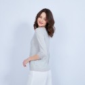 Pull grand V en cachemire et lin - Joanne 6554 Galet/Nymphe - 11 gris clair